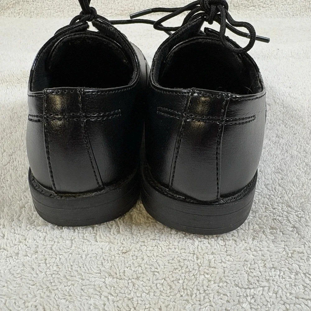 Sonoma Boys Black Lace Up Dress Shoes Size 12 Medium Square Toe Youth EUC -LR321